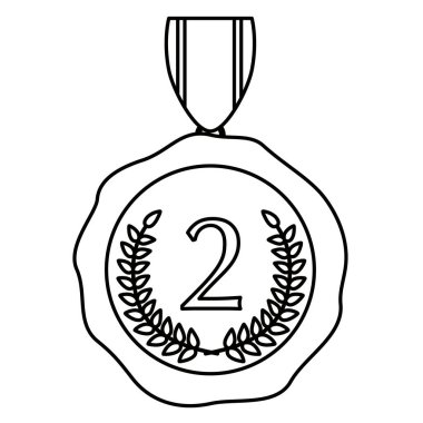 Bir kurdeleyle ikincilik madalyası çizen bir çizginin simgesi.