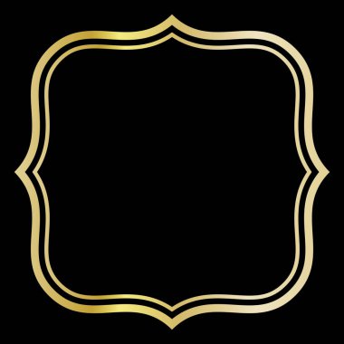 Çift çizgi klasik şekil, lüks altın gradyan çerçeve, etiket illüstrasyonu.