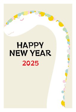 Renkli desenli yılanlar. Yılan yılı için yeni yıl tebrik kartı şablonu..