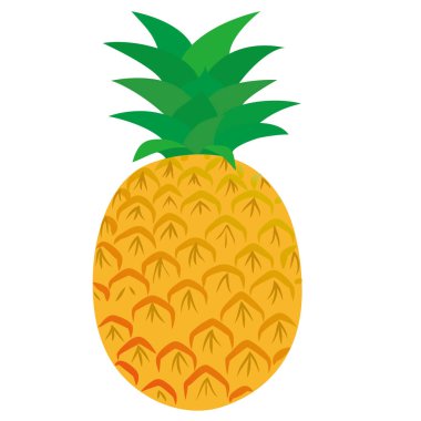 Olgun bir ananasın klip sanatı. Şeffaf arkaplan, simge materyali, vektör illüstrasyonu.