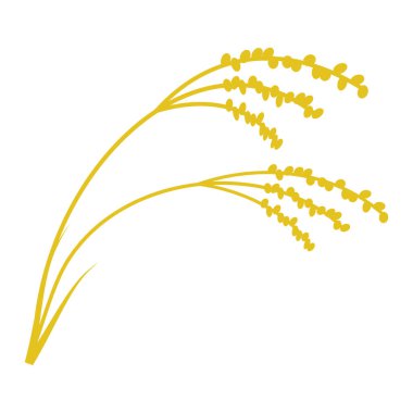 Pirinç kulak silueti parçaları. Japon stili sonbahar tasarım elementleri. Altın versiyonu..