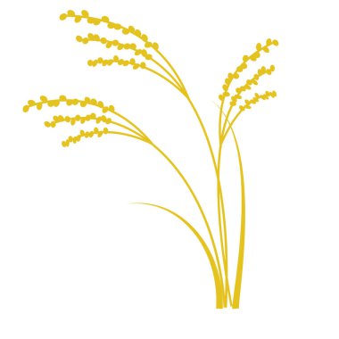 Pirinç kulak silueti parçaları. Japon stili sonbahar tasarım elementleri. Altın versiyonu..