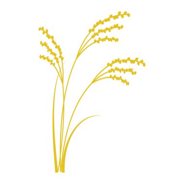 Pirinç kulak silueti parçaları. Japon stili sonbahar tasarım elementleri. Altın versiyonu..