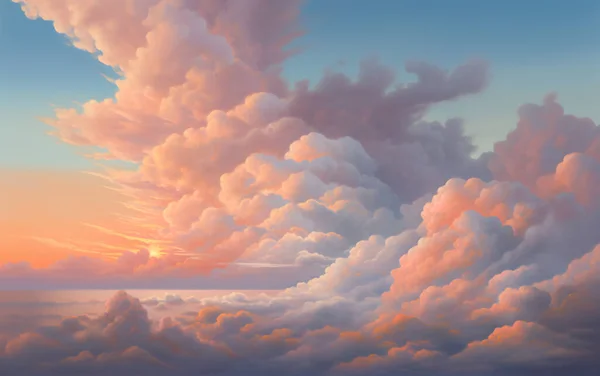 Wibrujące Zachmurzone Niebo Zachmurzone Słońcem Dramatycznymi Chmurami Spokojną Przyrodą Ilustracja — Zdjęcie stockowe