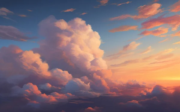 Облака Над Идиллическим Ландшафтом Воздушный Вид Чистое Голубое Небо Пушистыми Стоковое Изображение