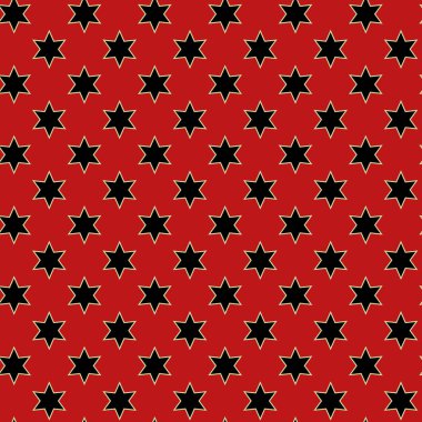 Kırmızı ve Altın Yıldızlı Noel Geometrik Arkaplanı, pürüzsüz desen, Noel süslemeleri, 