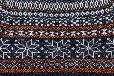 Sweater fabric with Norwegian knitted rose pattern (Selburose) ornament