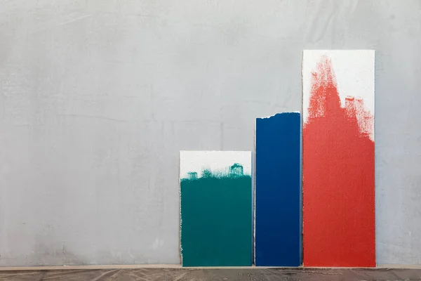 Green Blue Red Color Samplers Blank Gypsum Plaster Wall Choosing — Photo