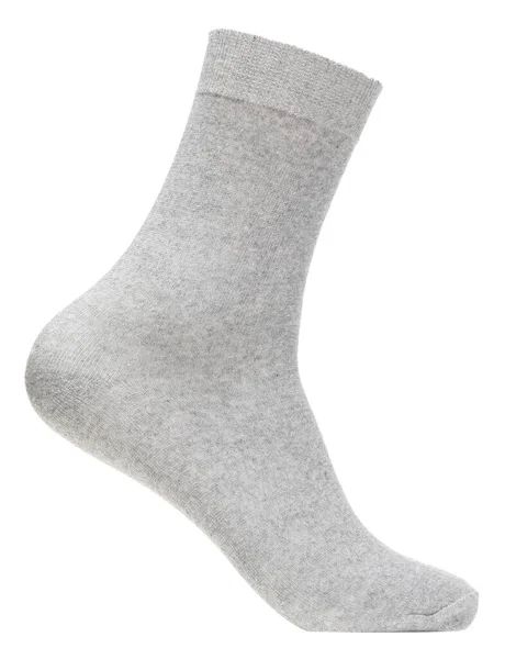 Dlouhé Vřes Šedá Bavlněná Ponožka Nohou Figuríny Izolované Bílém Pozadí — Stock fotografie