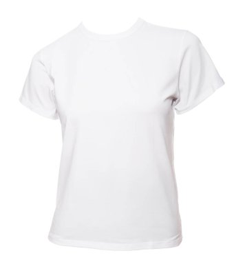 White plain shortsleeve cotton T-Shirt template on female mannequin isolated on a white background clipart