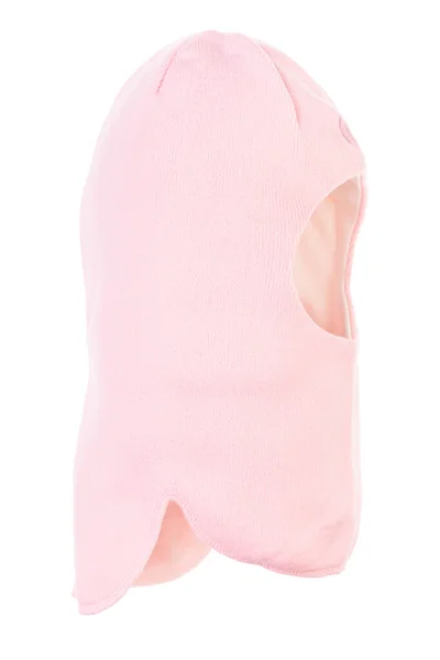 Детский Розовый Шлем Балаклавы Зимняя Шляпа Варп Вязание Изолированы Белом — стоковое фото
