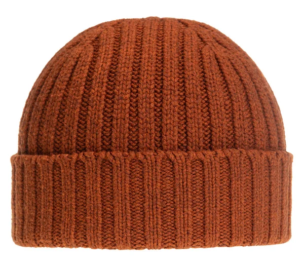 Cappello Bobble Invernale Maglia Rossa Design Tradizionale Isolato Sfondo Bianco — Foto Stock