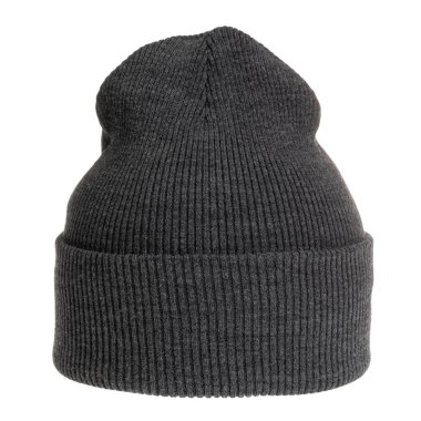 Koyu gri örgü kapağı beyaz arkaplanda izole edildi