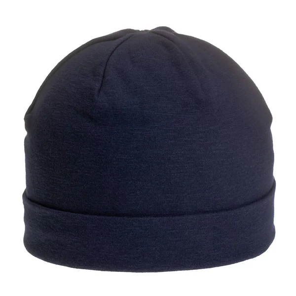 Σκούρο Μπλε Πλεκτό Καπέλο Bobble Απομονωμένο Λευκό Φόντο Φωτογραφία Αρχείου