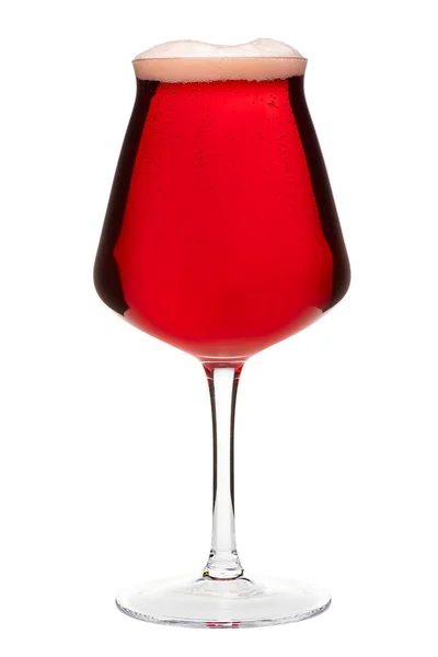 Tulpenförmiges Tiku Glas Für Ein Craft Beer Mit Rubinrotem Fruit Stockbild