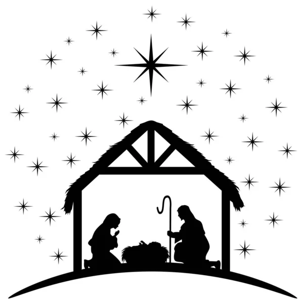 Yıldızlı Noel Doğumu Sahnesi Eps Jpg Şeffaf Png Dosyaları Içeren — Stok Vektör