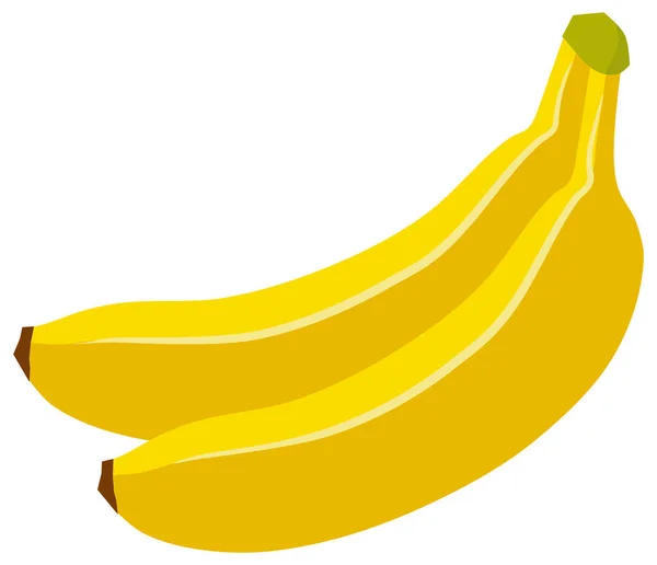 Two Fresh Healthy Yellow Bananas Vector Illustration Isolated White Zip — Stock Vector