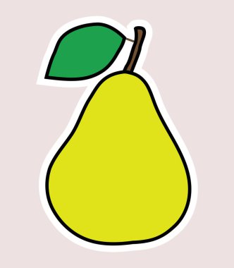 Pear Fruit karikatür el çizimi illüstrasyon,. 
