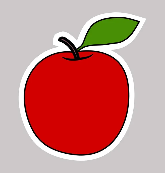 Apple Fruit Tekenfilmsticker Met Hand Getekend Illustratie — Stockvector