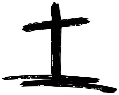 Hıristiyan çapraz fırça dokusu, beyaza izole edilmiş. ZIP dosyası EPS, JPEG ve PNG biçimlerini içerir.