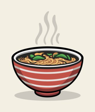 Japanese Ramen cartoon vector illustration on background. 