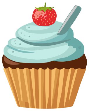 Delicious Sweet Cupcakes with strawberry on top. ZIP file contains EPS, JPEG and PNG formats.