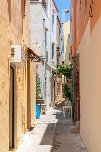 Ruelle Grecque Typique Dans Vieille Ville Rethymno Crète Grèce — Photo