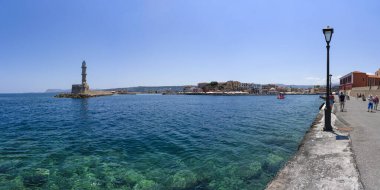 Eski Venedik 'in Chania, Girit, Yunanistan Limanı' nın panoramik fotoğrafı