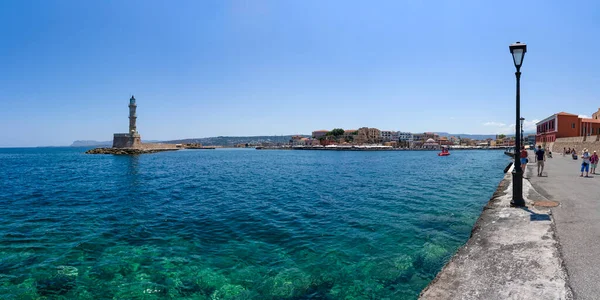 Panoramische Foto Van Oude Venetiaanse Haven Van Chania Kreta Griekenland — Stockfoto