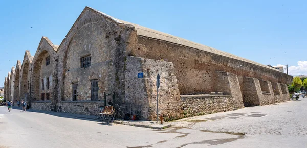 Foto Panorámica Los Astilleros Venecianos Arsenales Antiguo Puerto Chania Creta — Foto de Stock