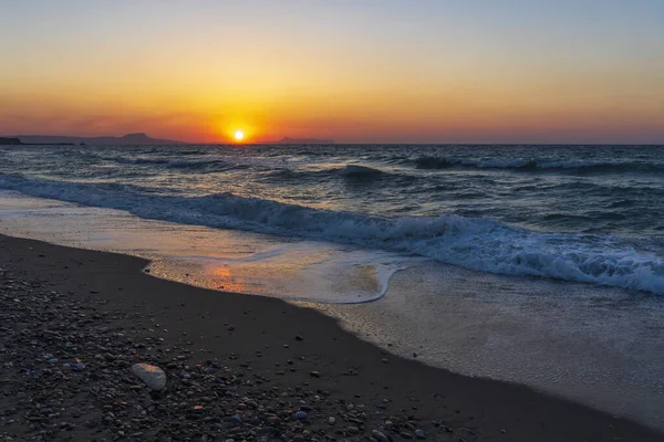 Красивый Закат Пляже Ретимно Крит Греция — стоковое фото