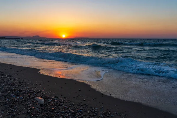 Yunanistan Girit Sahilinde Güzel Bir Günbatımı - Stok İmaj