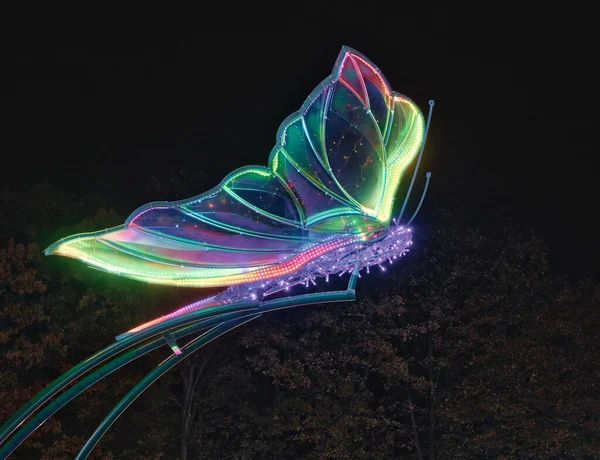 Een Vlinder Gemaakt Door Licht Lodz Polen Oktober 2022 Een — Stockfoto