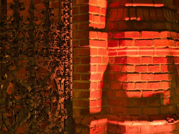 Rosette Wall Lodz Poland July 2023 Illuminated Fragment Details Gate — Stock Photo, Image