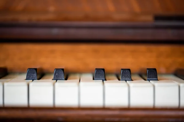 Une Vue Macro Rapprochée Une Section Touches Sur Clavier Piano — Photo
