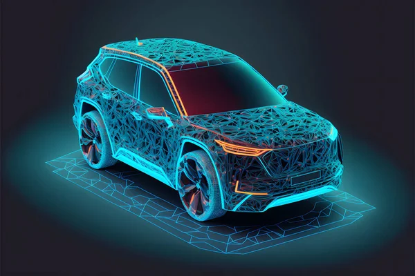 Hologram auto, created with generative AI technology. High quality illustration