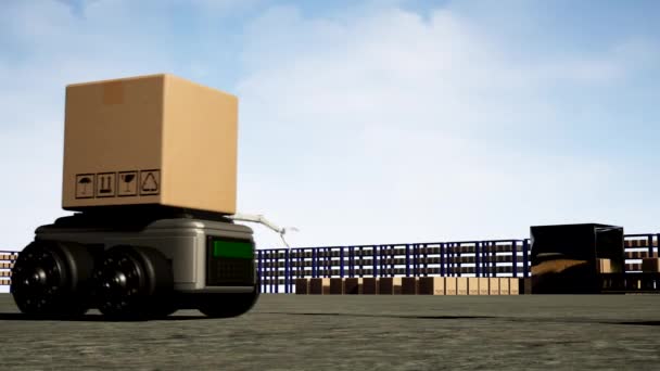 Car Robot Transports Truck Box Interface Object Manufacturing Industry Technology — Vídeos de Stock