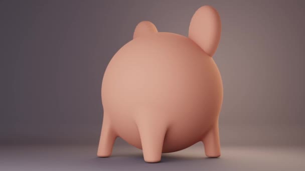 Piggy Στο Δωμάτιο Λογαριασμό Υποβάθρου Ροζ Λογιστική Ζώο Κινούμενα Σχέδια — Αρχείο Βίντεο