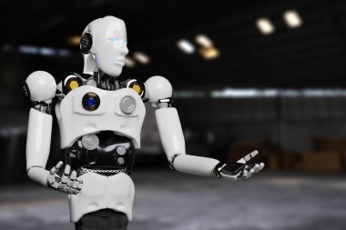 Arm Robot AI manufacture Box product Object for manufacturing industry technology Product export and import of future For Products, food, cosmetics, apparel warehouse mechanical future technology	