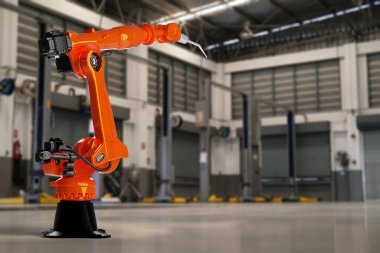 Arm Robot AI otomobil ürünü üretiyor. Gelecekteki deponun, mekanik gelecekteki otomobil tamiri ve üretimi için endüstriyel teknoloji hizmetleri üretiliyor. 