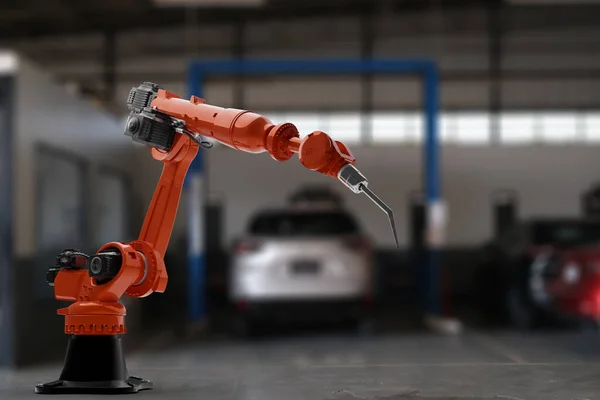 Robot Zbrojeniowy Wytwarza Produkt Samochodowy Obiekt Dla Przemysłu Produkcyjnego Serwis — Zdjęcie stockowe