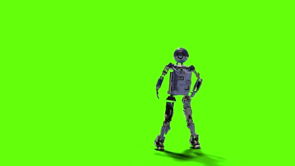 Robot Taniec Przezroczysty Tle Dla Push Tle Zielony Ekran — Wideo stockowe