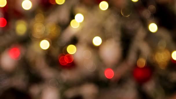 Christmas Lights Bokeh Selective Focus Blurred Background Smooth Focus Movement — Stock Video