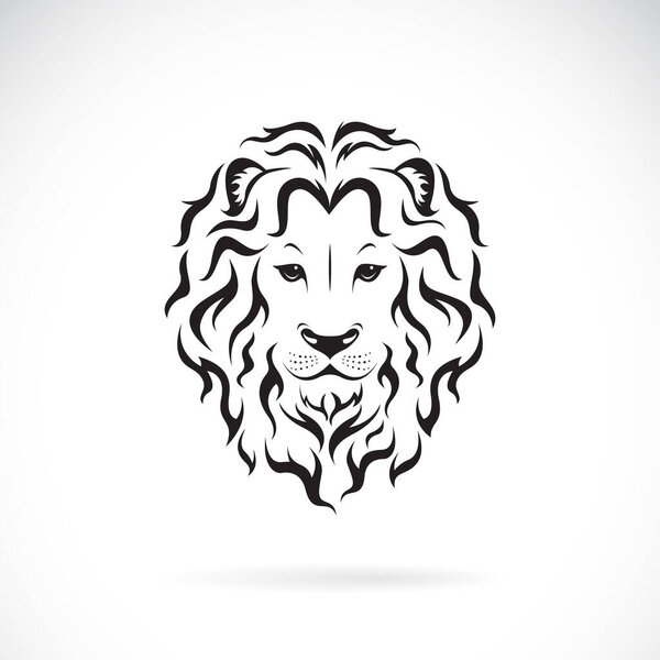Вектор мужской головы льва на белом фоне. Дикие животные. Простая редактируемая векторная иллюстрация.