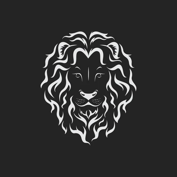 Vecteur Conception Mâle Tête Lion Sur Fond Noir Animaux Sauvages — Image vectorielle