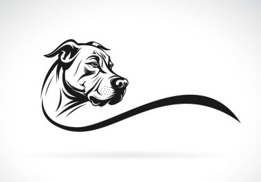 Beyaz arka planda Amerikan pitbull teriyerinin baş tasarımı. Kolay düzenlenebilir vektör çizimi. Evcil hayvanlar.