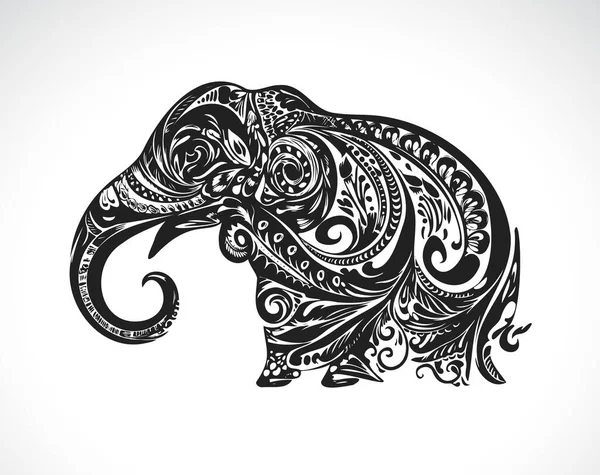 白い背景に美しい象のパターンのベクトル 野生動物 編集しやすいレイヤーベクトルイラスト — ストックベクタ