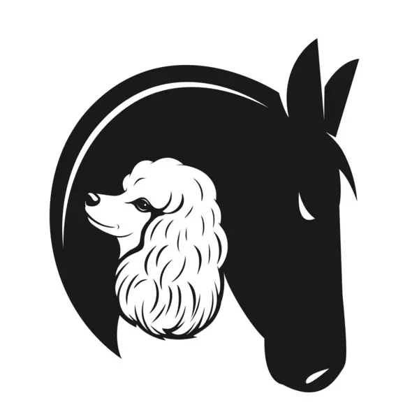 Κεφάλι Αλόγου Και Σκυλάκι Σχέδιο Λευκό Φόντο Ζώα Κατοικίδιο Εύκολη — Διανυσματικό Αρχείο