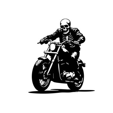 Deri ceketli, motosiklet kullanan, motosiklet stili motosiklet kullanan, motosiklet kulübü logoları ve asi tasarımları için mükemmel olan bir motosikletlinin dinamik çiziminin taşıyıcısı..