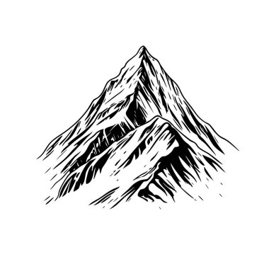 Majestic mount everest peak vector. Sharp lines, detailed ridges, imposing silhouette. Perfect for outdoor, adventure, or nature designs. clipart